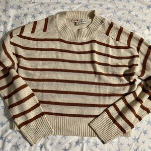 Love Change Women's Striped Crew Neck Sweater - Cream and Brown